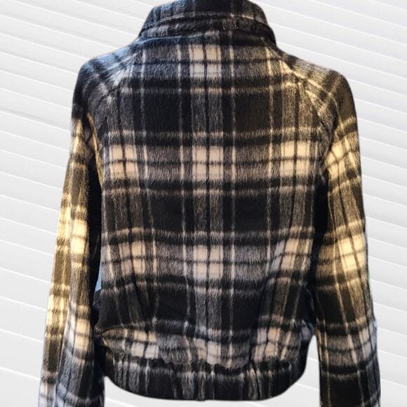 Workshop Republic Black White Plaid Short Teddy Jacket ~ Small, NEW - Picture 4 of 8